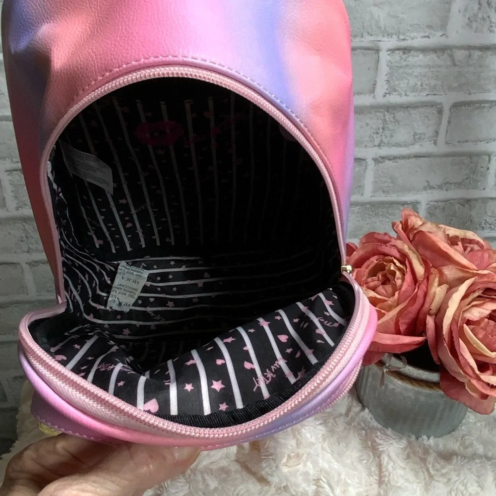 Betsey Johnson Pink and Purple Heart Backpack